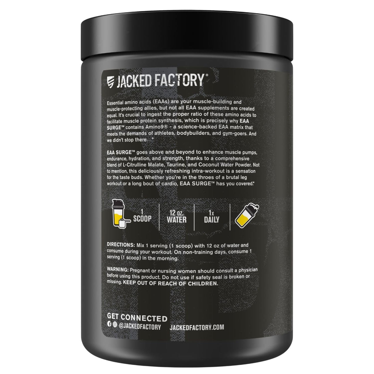 Jacked Factory EAA Surge Poudre d'acides aminés essentiels 372g emballage