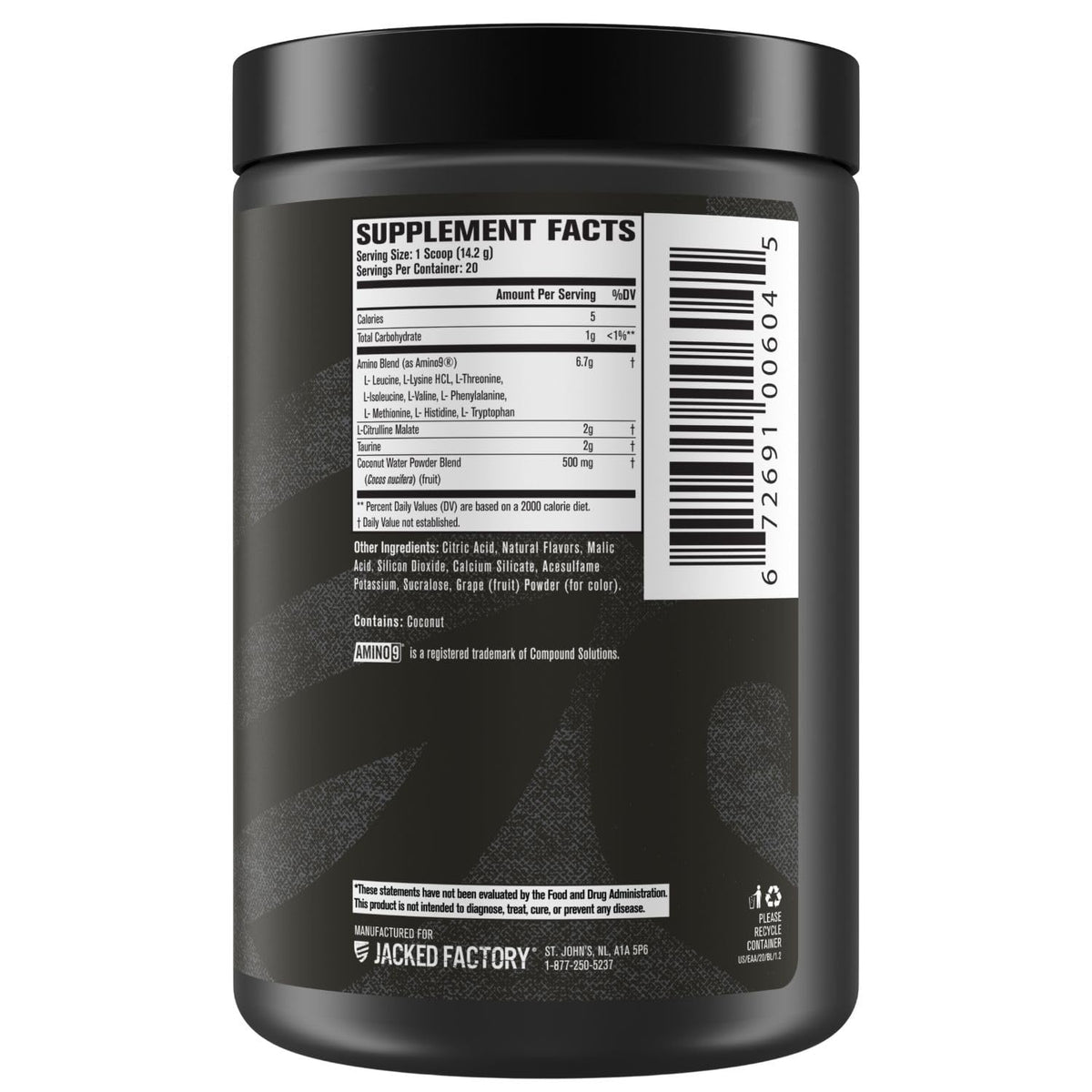 Jacked Factory EAA Surge Poudre d'acides aminés essentiels 372g ingrédients
