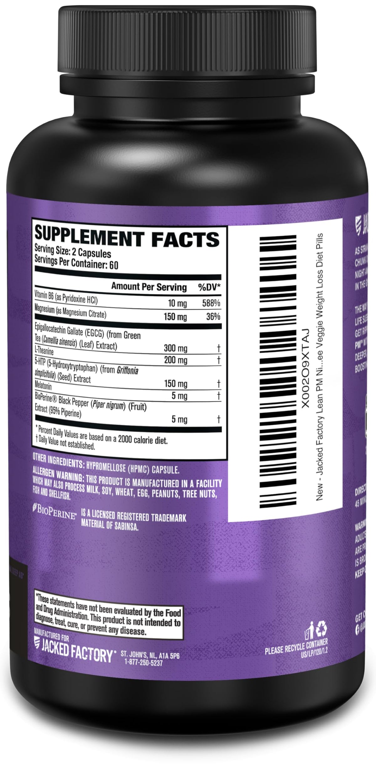 Jacked Factory Lean PM, flacon avec arrière-plan naturel