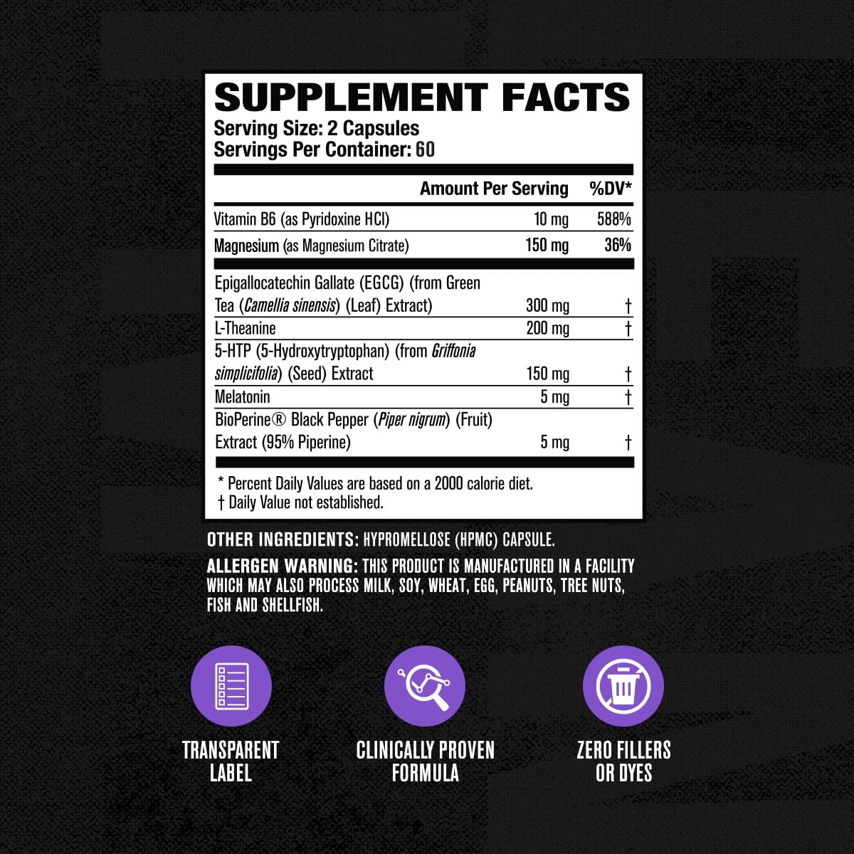 Jacked Factory Lean PM, ingrédients sur l'étiquette