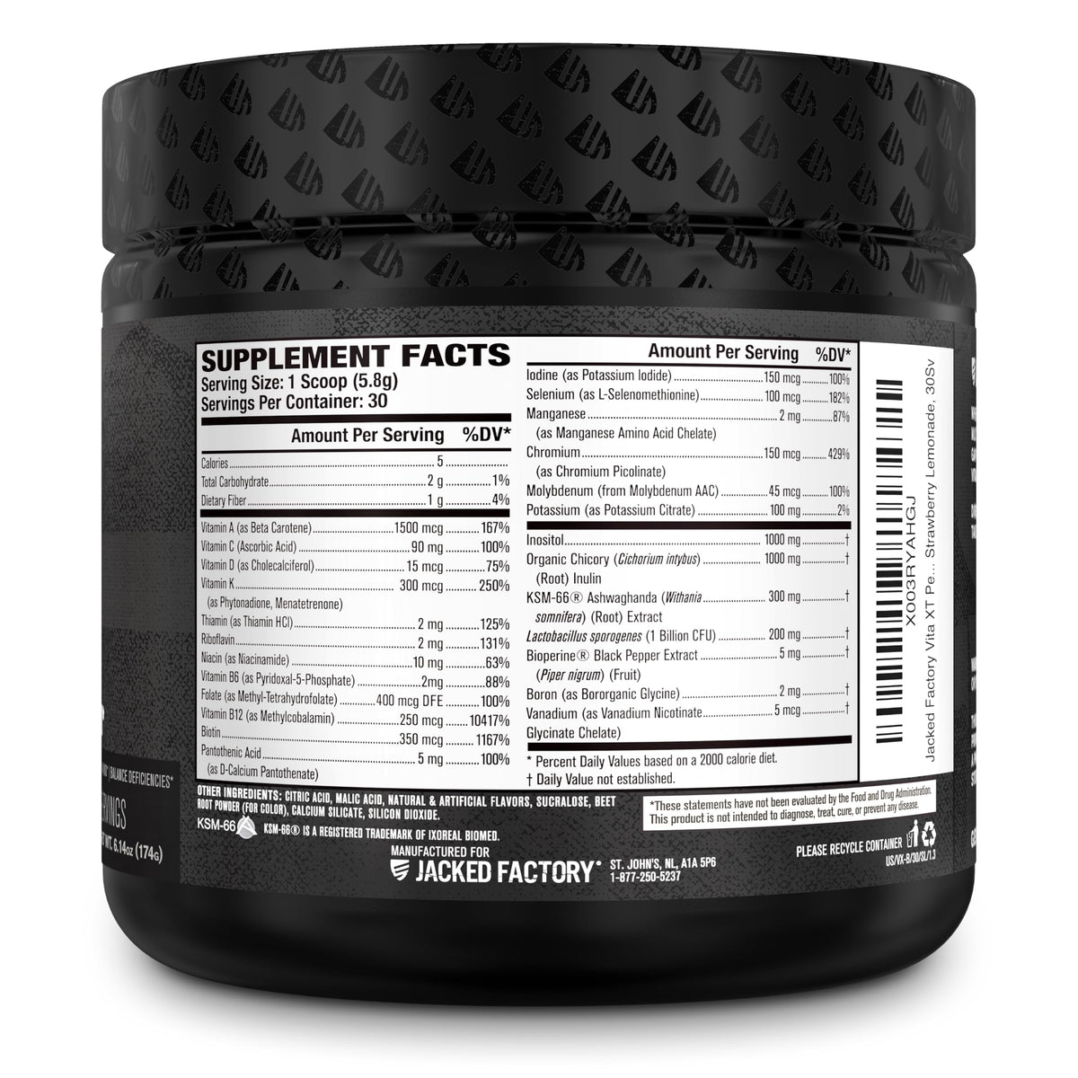 Jacked Factory Vita XT Poudre Multivitaminée 240g - utilisation quotidienne