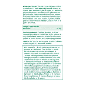 Jamieson Mélatonine 10mg emballage avec dimensions