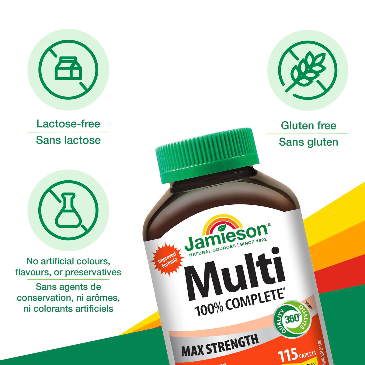 Jamieson Multivitamine Complète, prise quotidienne avec un verre d'eau