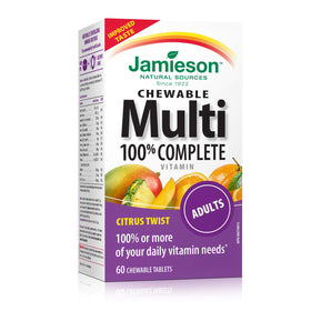 Jamieson Multivitamines Mâchables 100% Complets 60 Tablettes Saveur Agrumes - vue avant