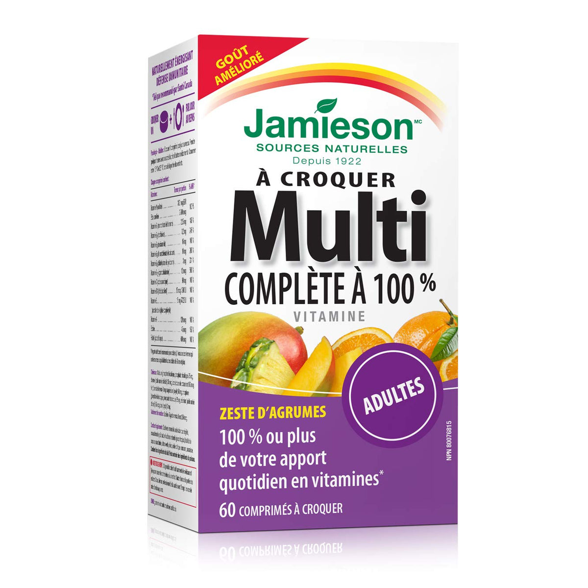 Jamieson Multivitamines Mâchables 60 Tablettes - emballage
