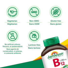 Jamieson Vitamine B12 1200mcg ingrédients et informations
