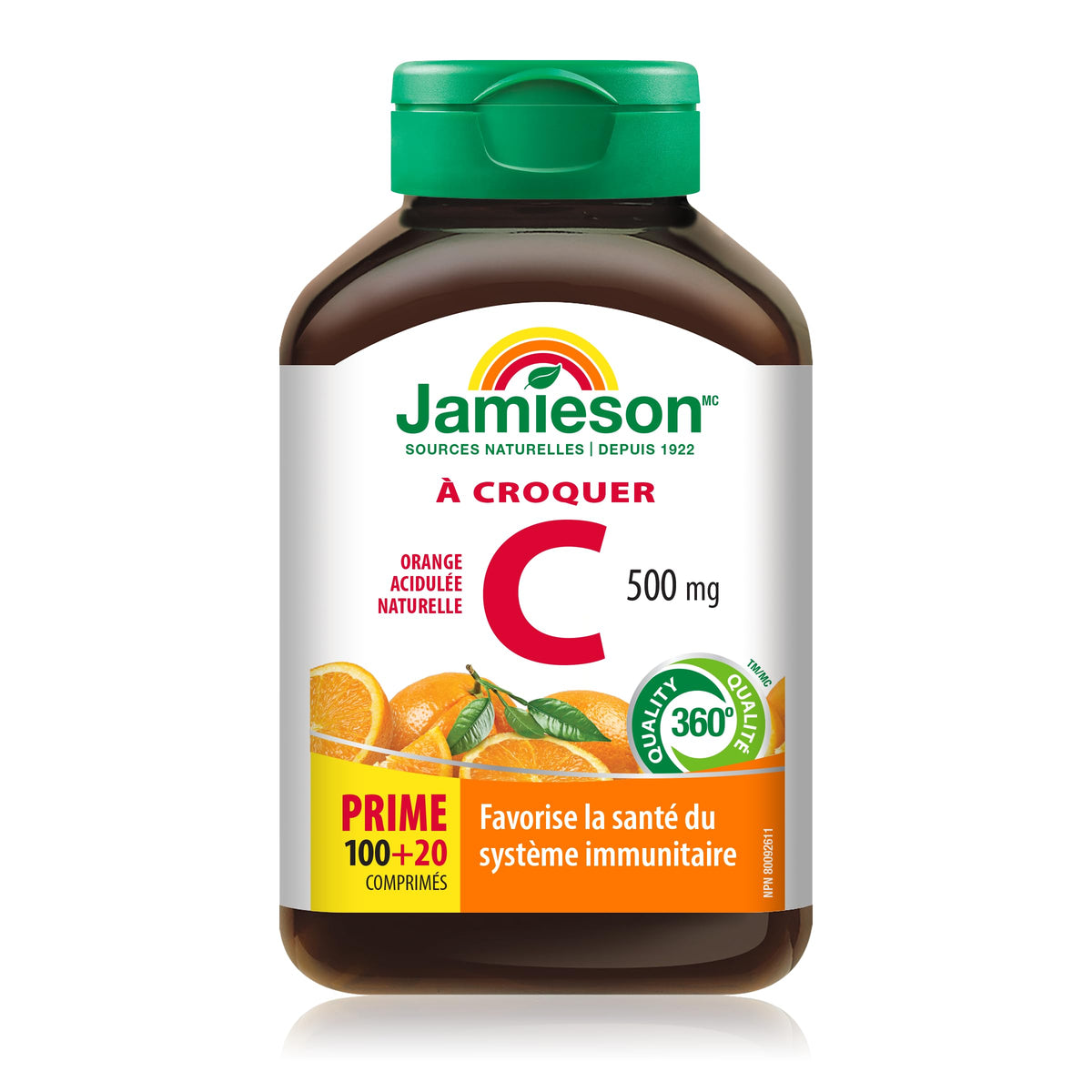 Jamieson Vitamine C Orange 500mg 120 comprimés emballage
