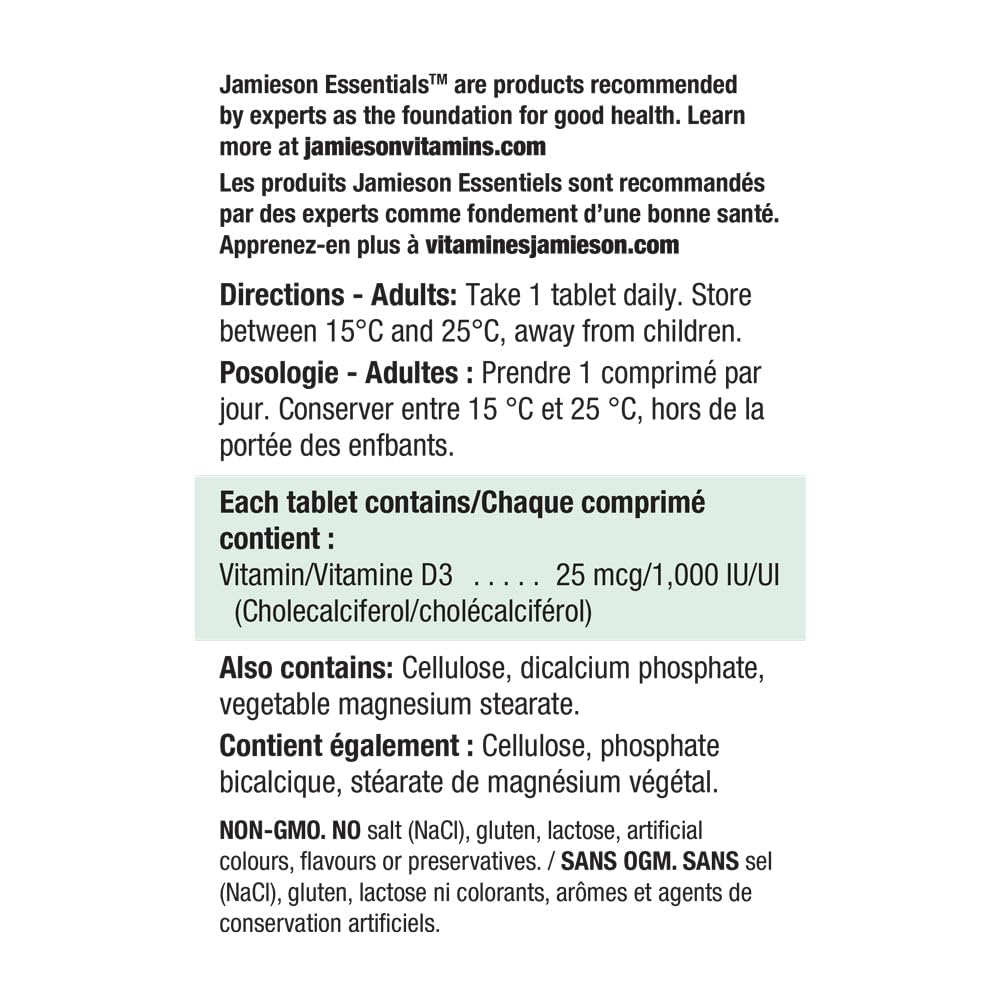Jamieson Vitamine D3 1 000 UI en contexte de vie quotidienne