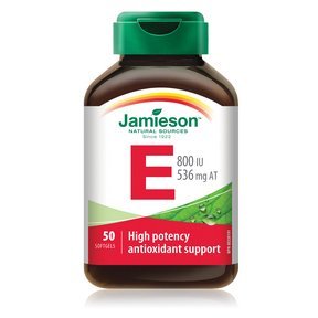 Jamieson Vitamine E 800 IU 50 gélules molles vue avant