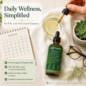 Jana Organics Complément Alimentaire Liquide sur une table en bois