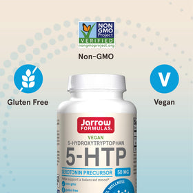 Jarrow 5-HTP 100 mg avec capsules à côté