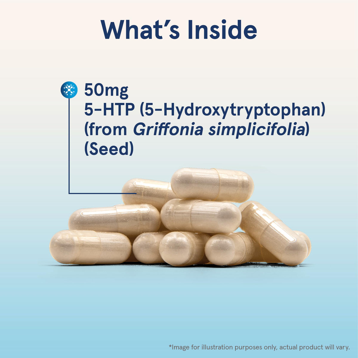 Jarrow 5-HTP 100 mg capsules végétales sur fond blanc