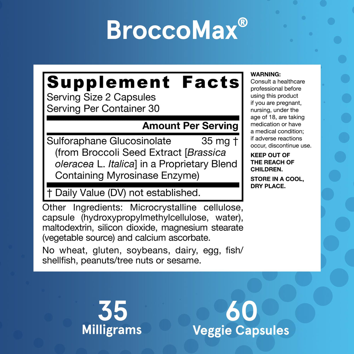 Jarrow BroccoMax 35 mg gélules végétales sur une table