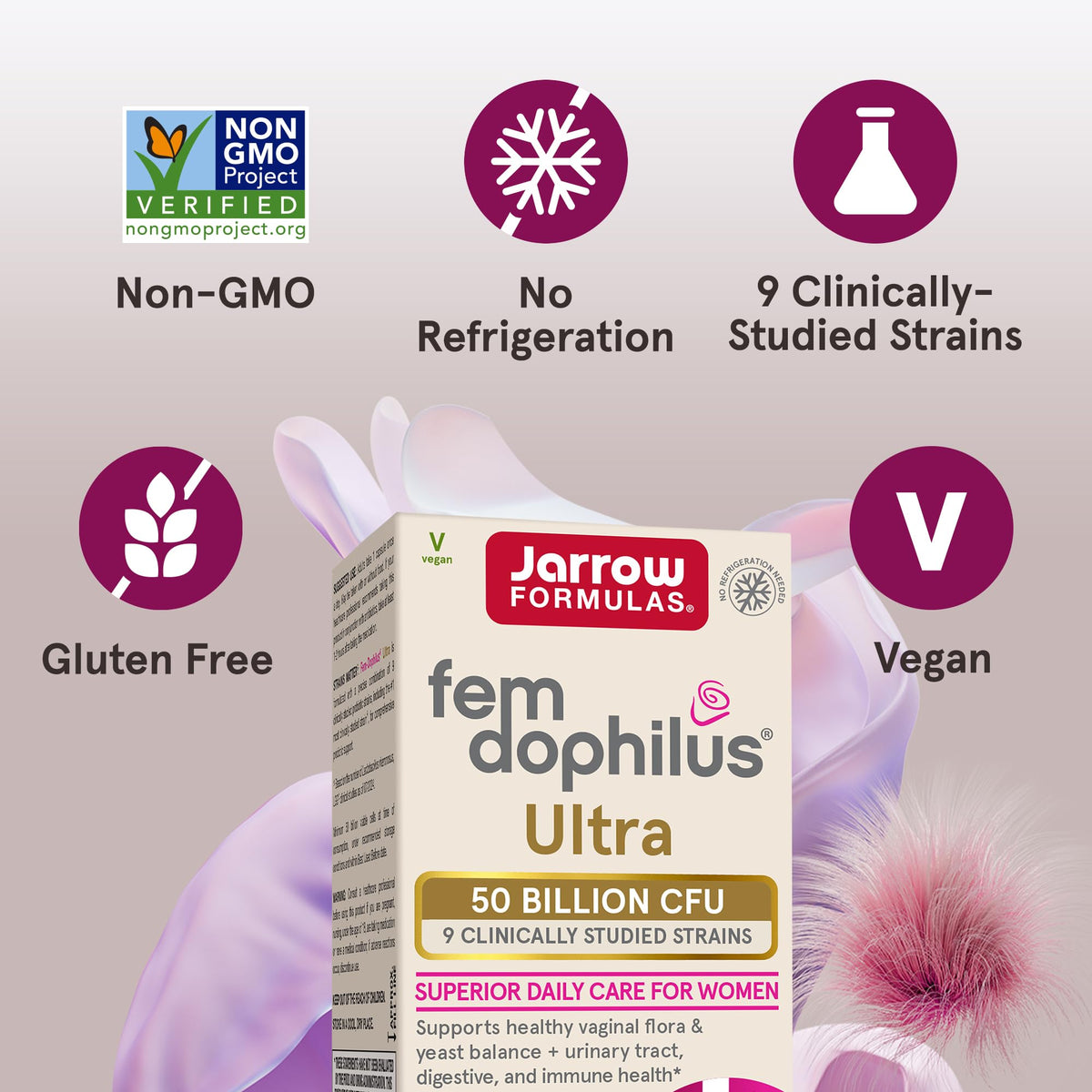 Jarrow Fem-Dophilus Ultra capsules ouvertes montrant la taille