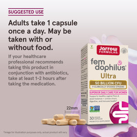 Jarrow Fem-Dophilus Ultra produit sur une table en bois