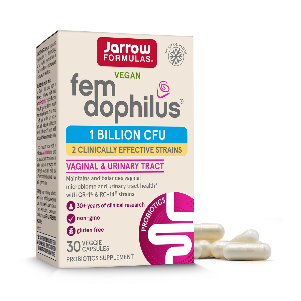 Jarrow FemDophilus Probiotiques 30 capsules vue de face