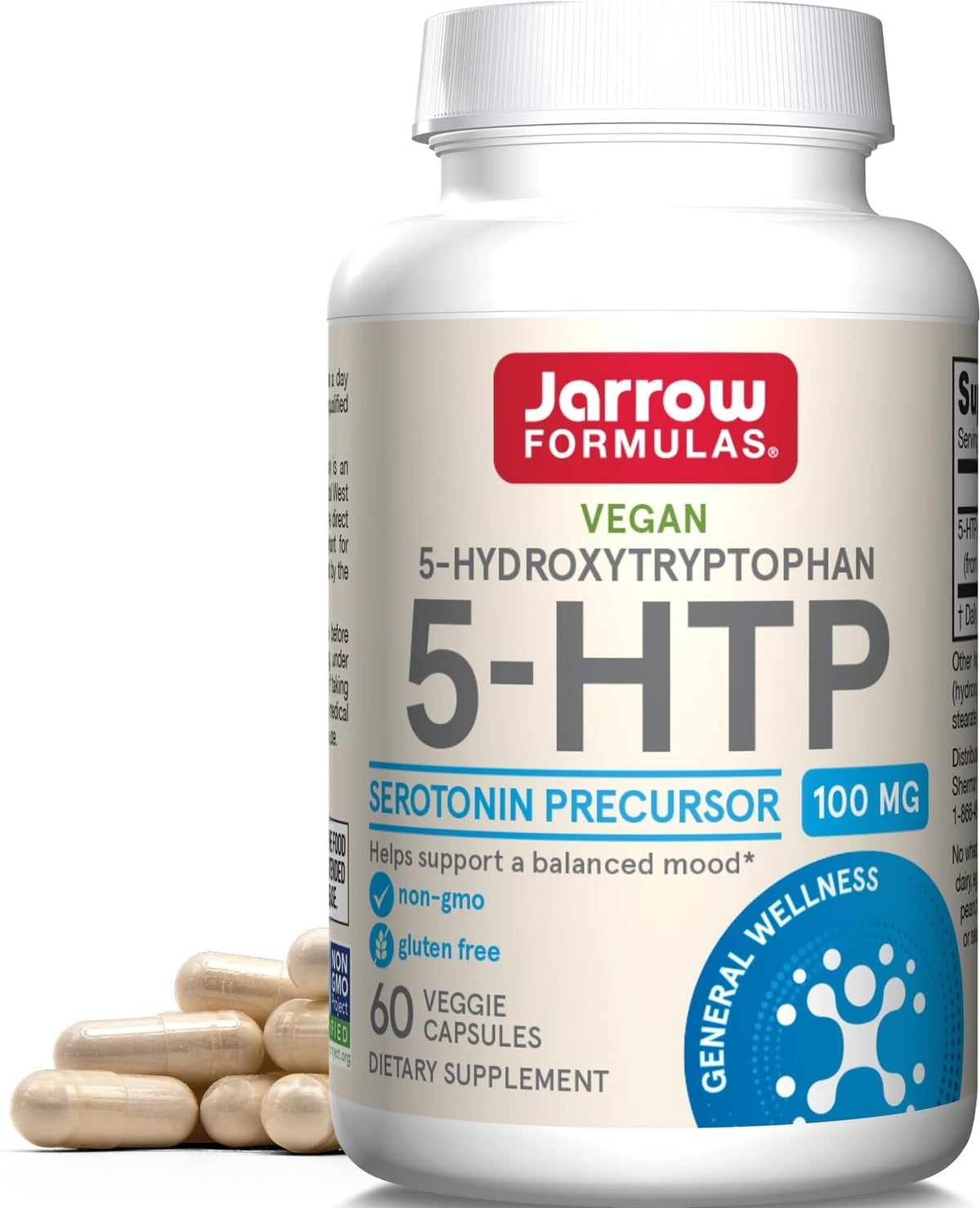 Jarrow Formulas 5-HTP 100 mg Capsules, vue avant du produit