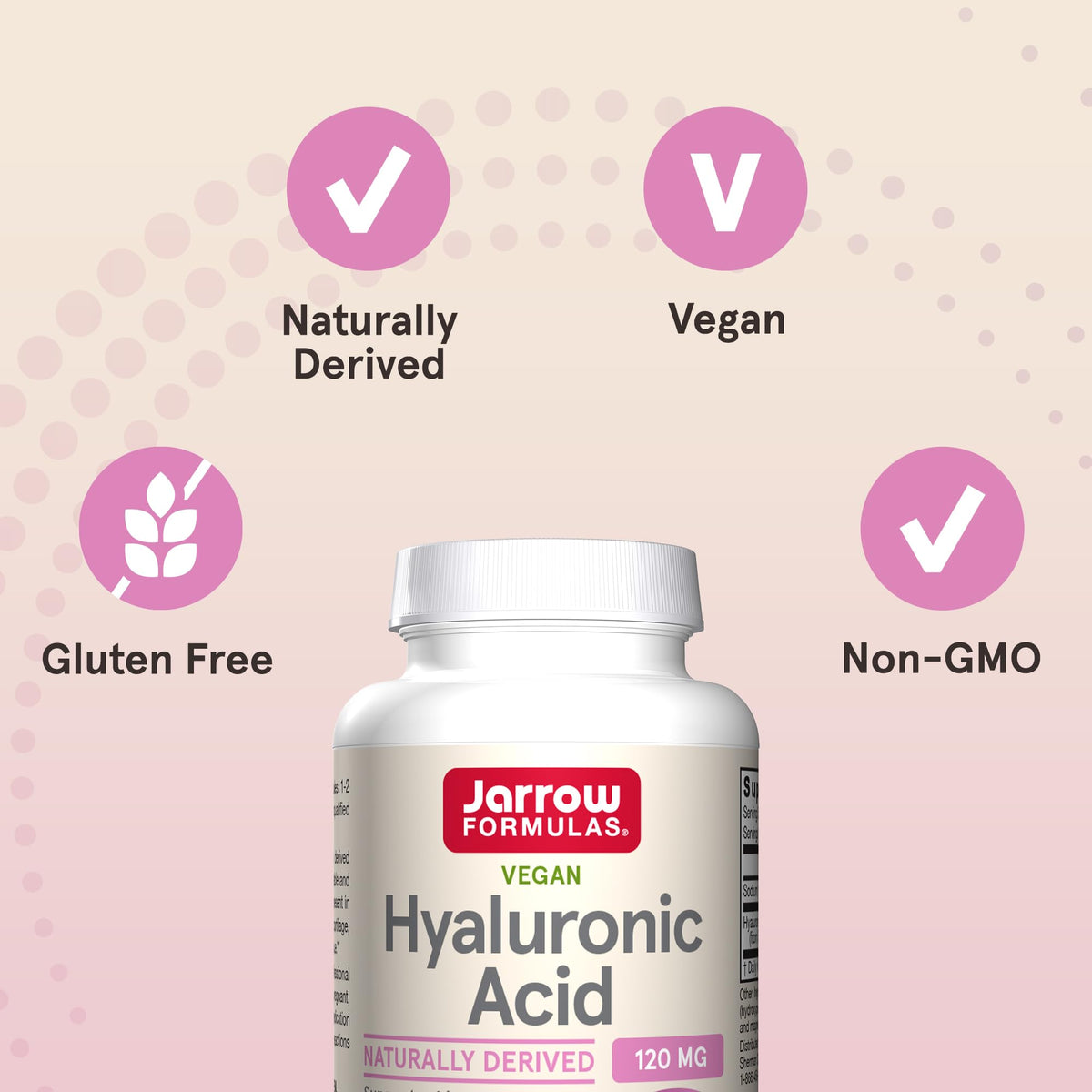Jarrow Formulas Acide Hyaluronique 120 mg gélules avec un verre d'eau