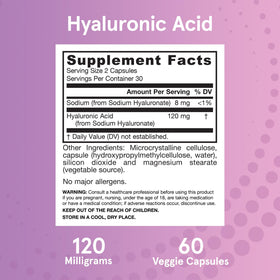Jarrow Formulas Acide Hyaluronique 120 mg vue arrière