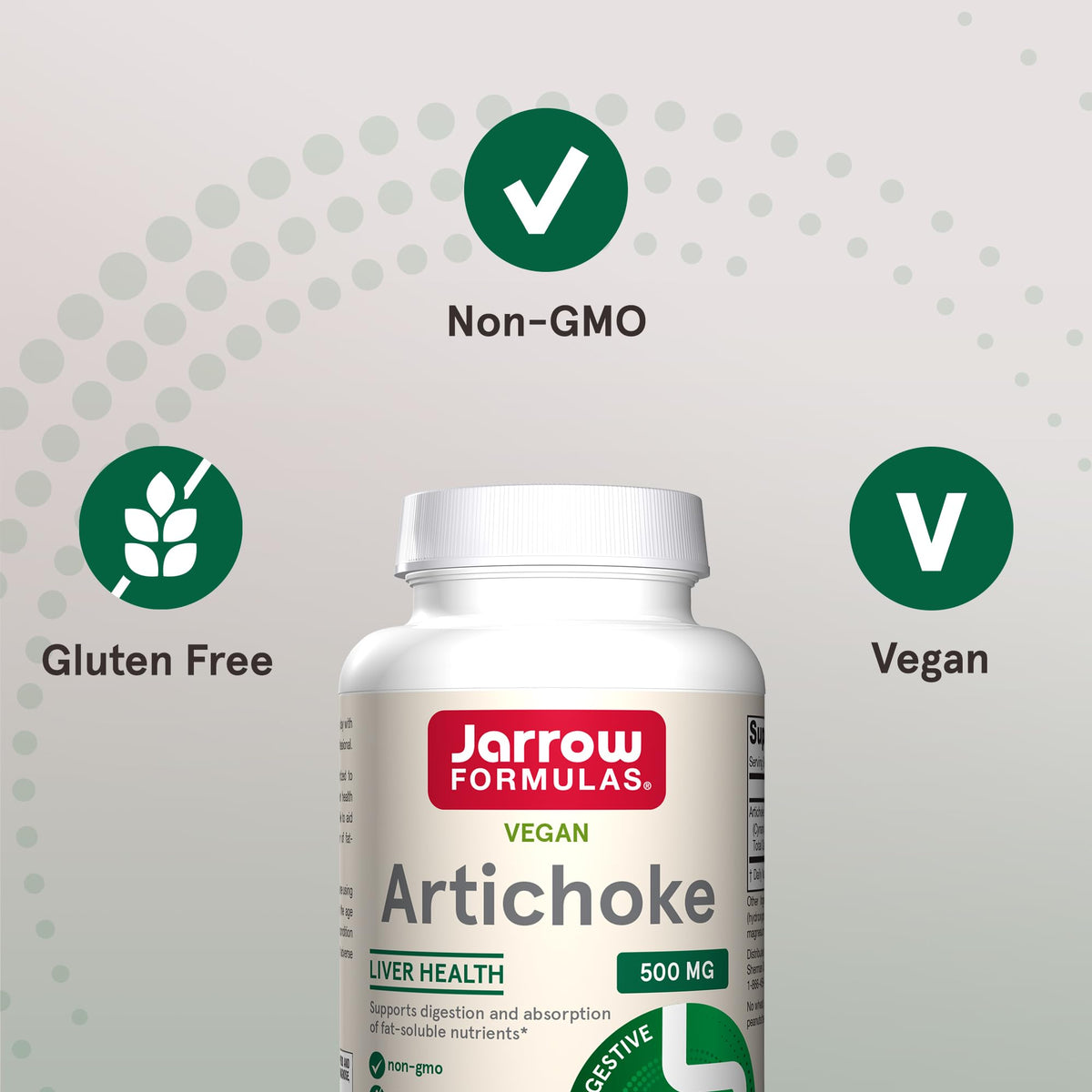 Jarrow Formulas Artichoke 500 mg sur une table en bois