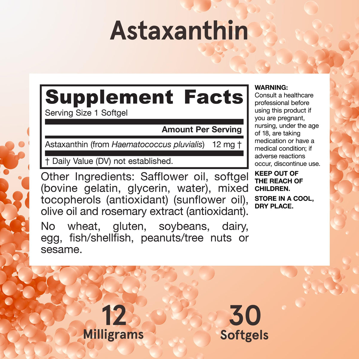 Jarrow Formulas Astaxanthin 12mg gélules souples ouvertes