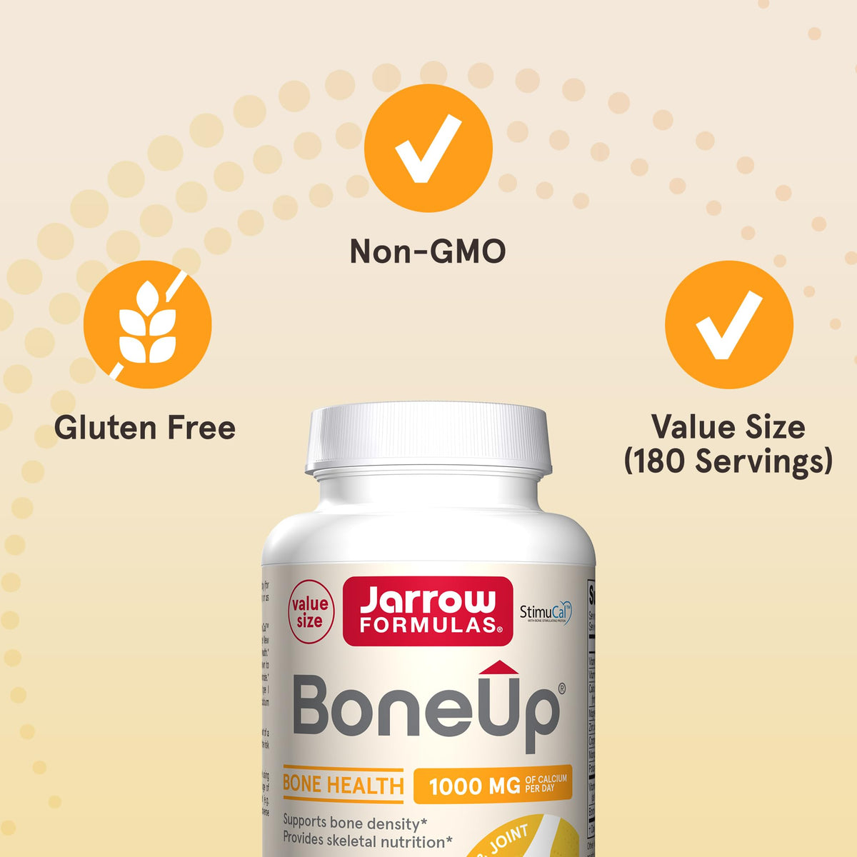Jarrow Formulas BoneUp capsules ouvertes montrant la taille