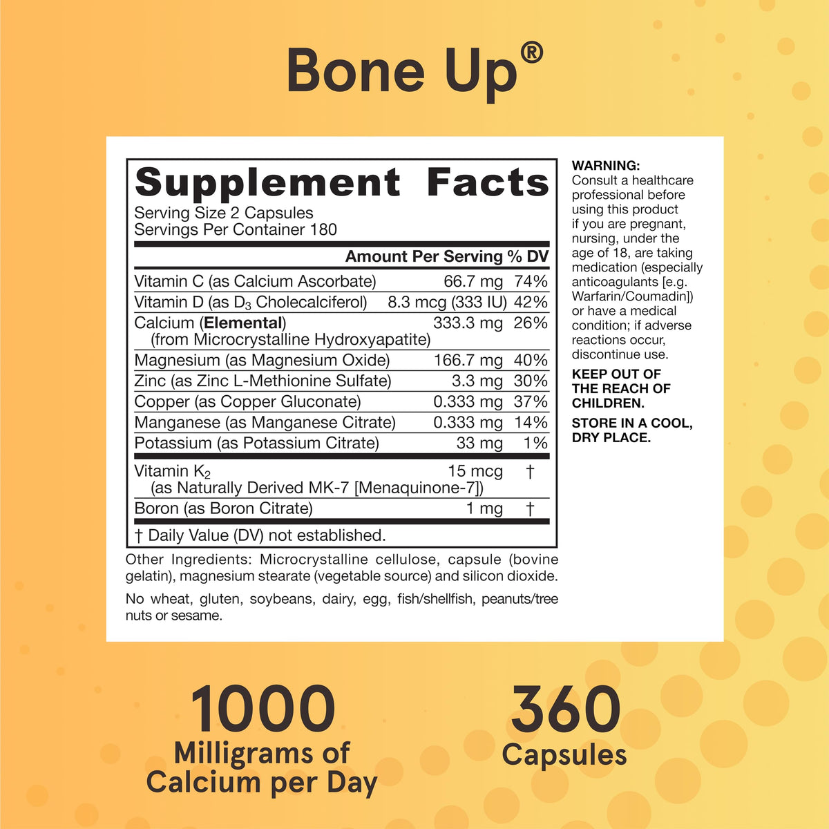 Jarrow Formulas BoneUp contenant des capsules avec lumière naturelle
