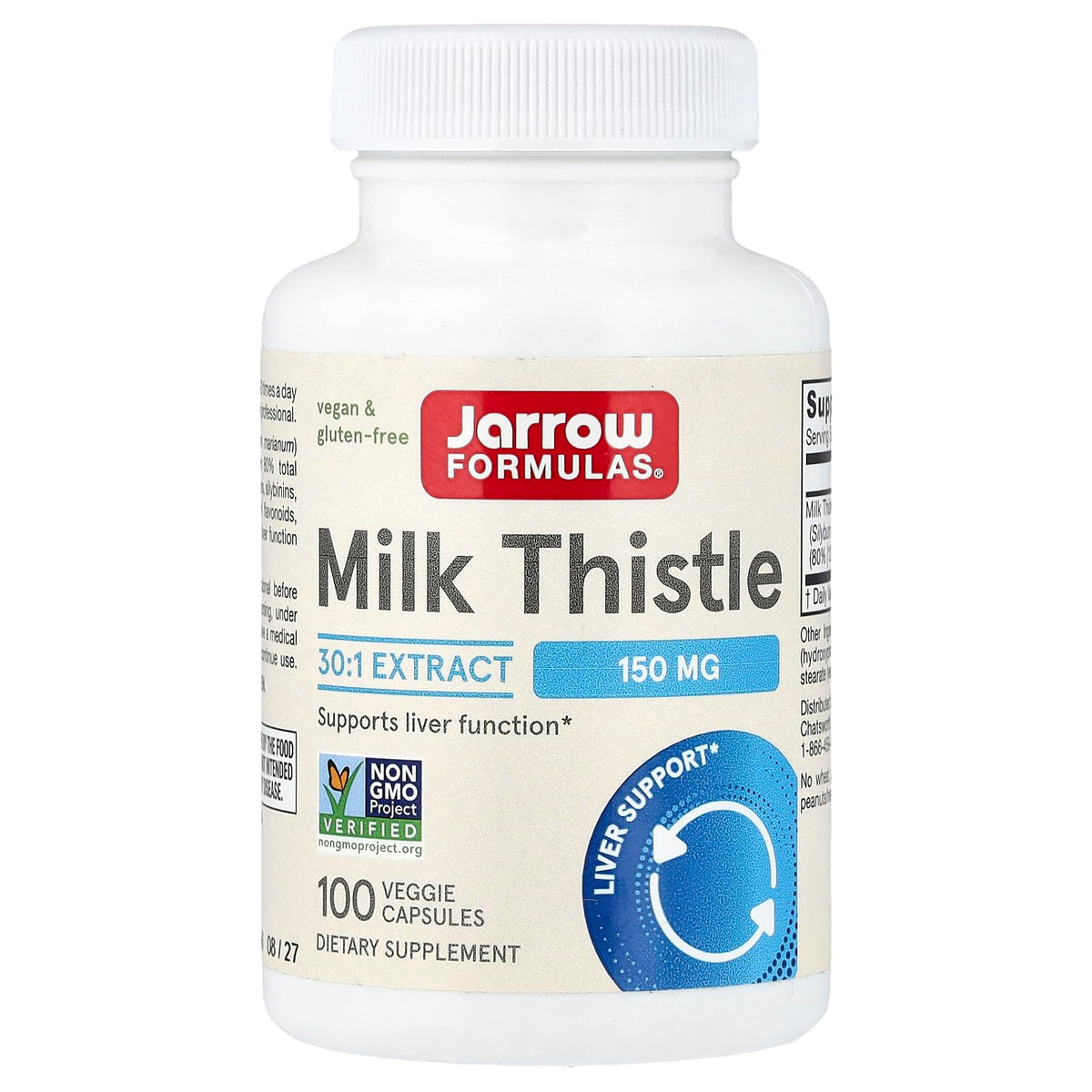 Jarrow Formulas Chardon-Marie 150 mg capsule végétale vue de face