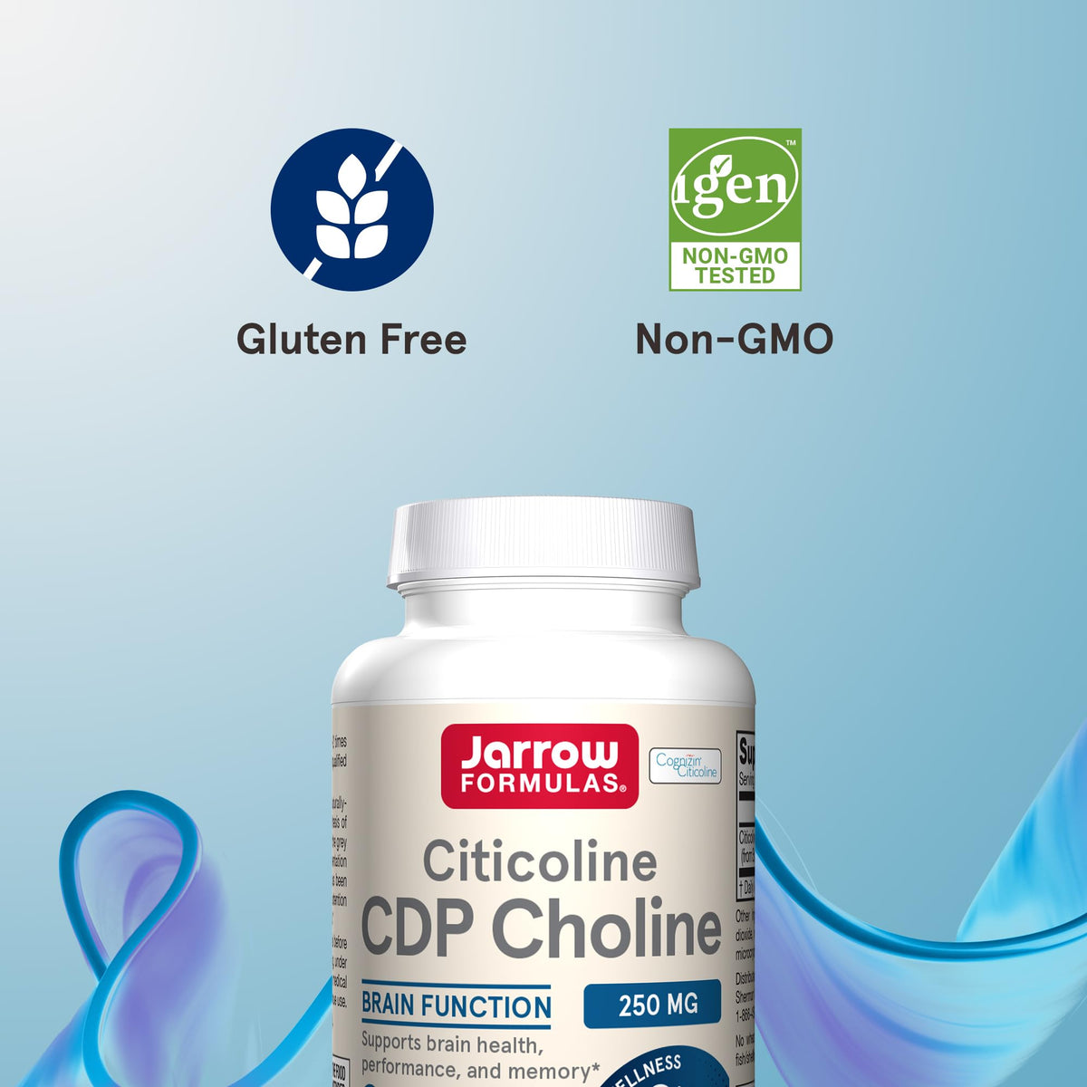 Jarrow Formulas Citicoline 250mg capsules ouvertes sur une cuillère