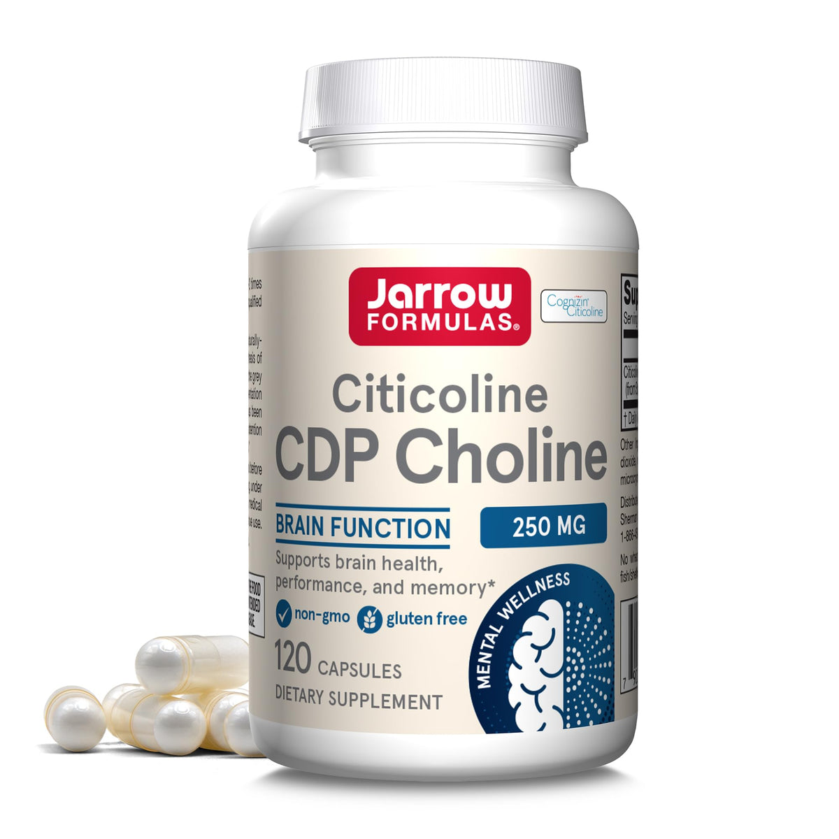 Jarrow Formulas Citicoline CDP 250 mg capsules vue de face