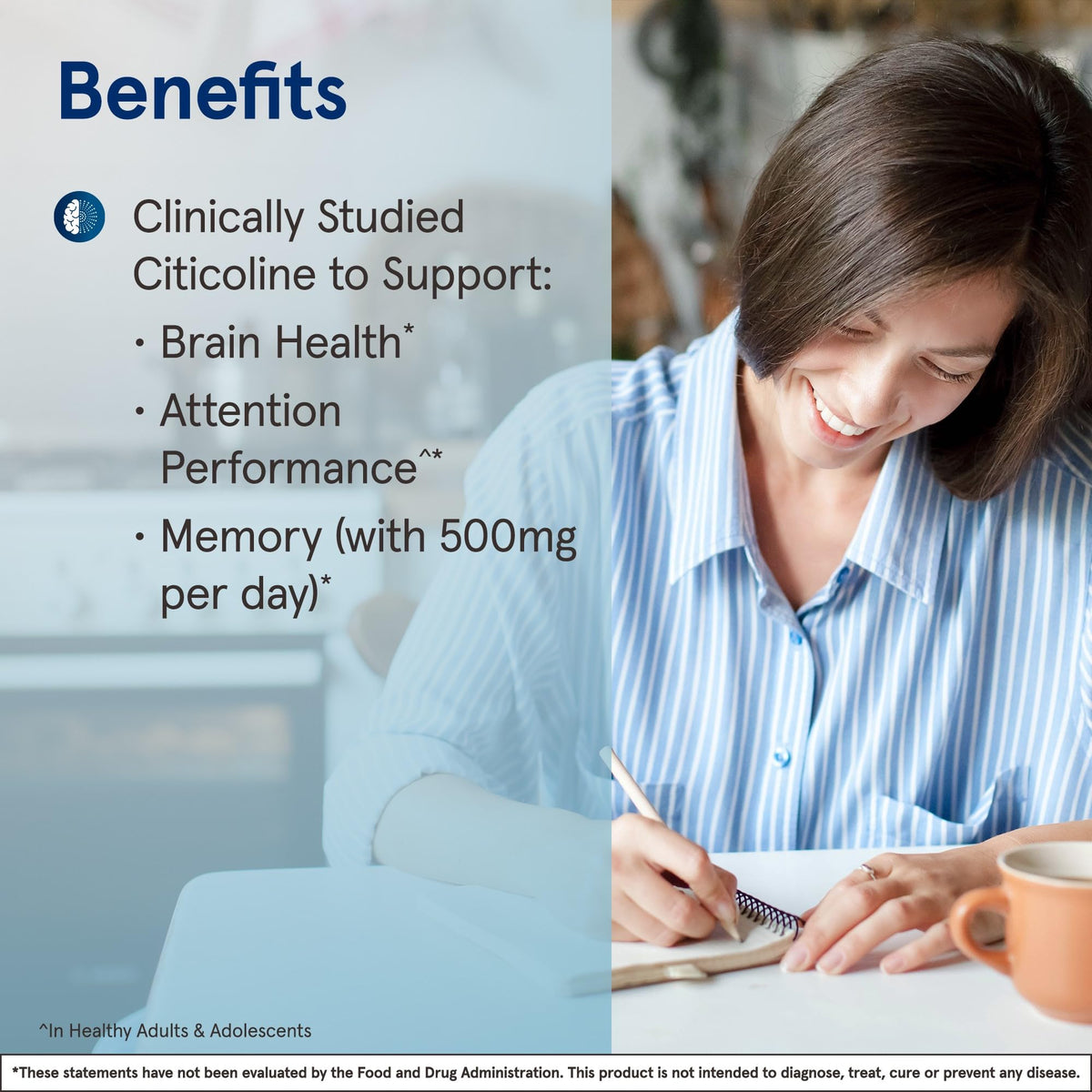 Jarrow Formulas Citicoline CDP 250 mg sur une table