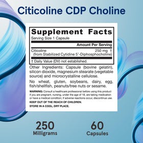 Jarrow Formulas Citicoline CDP Choline 250 mg affichage des capsules