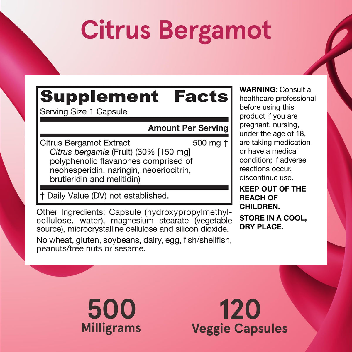 Jarrow Formulas Citrus Bergamot 500 mg gélules dans une main