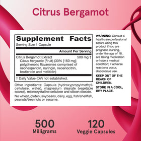Jarrow Formulas Citrus Bergamot 500 mg gélules dans une main