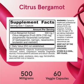 Jarrow Formulas Citrus Bergamot 500 mg sur un fond neutre
