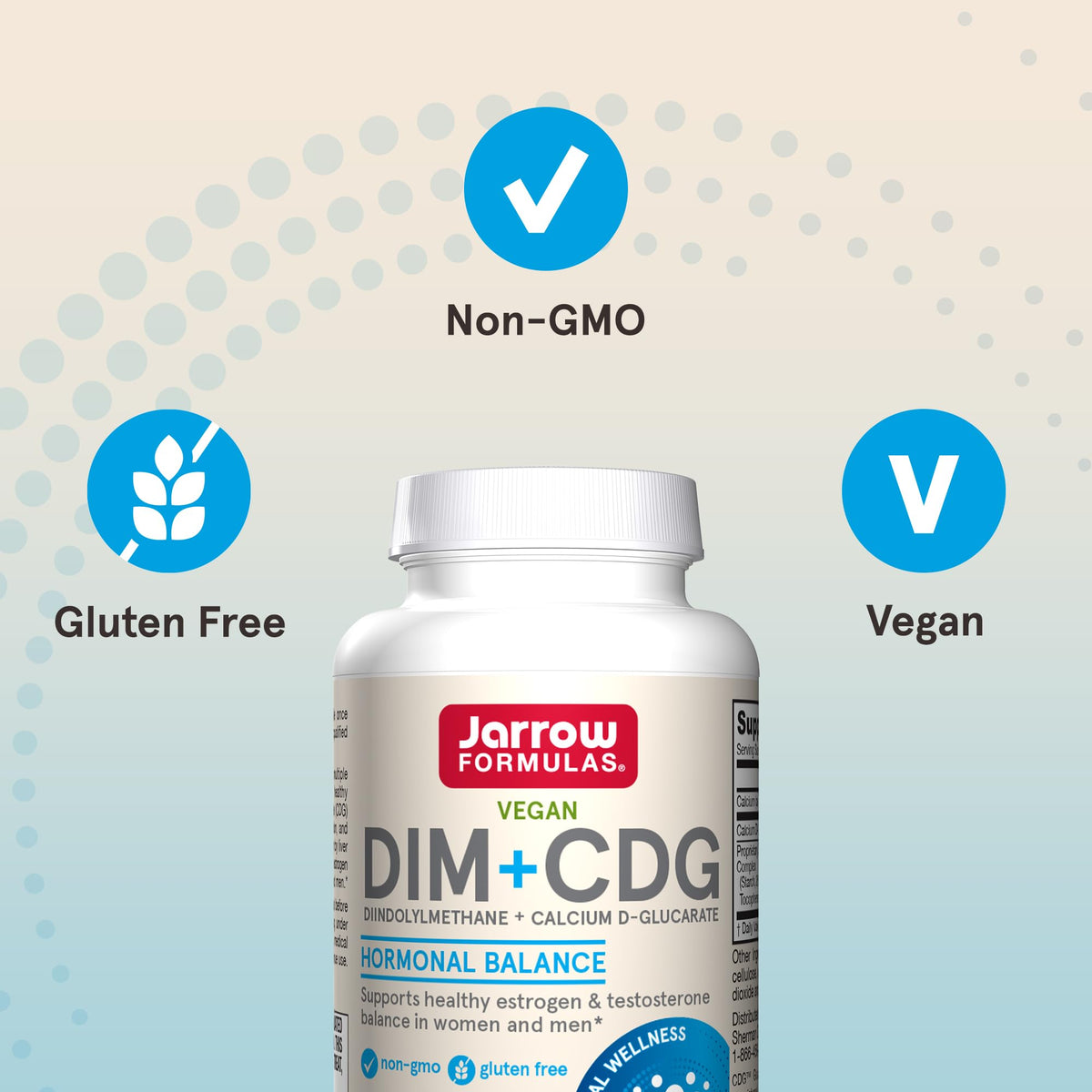 Jarrow Formulas DIM + CDG Capsules Végétales 30 Comp. avec étiquette