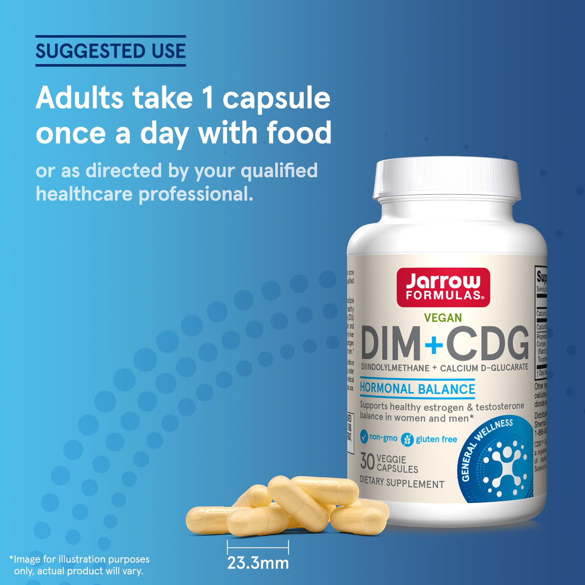 Jarrow Formulas DIM + CDG Capsules Végétales 30 Comp. sur une table