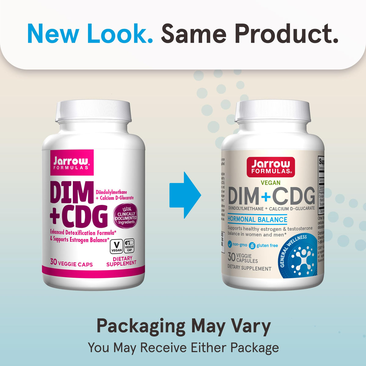 Jarrow Formulas DIM + CDG Capsules Végétales 30 Comp. vue arrière