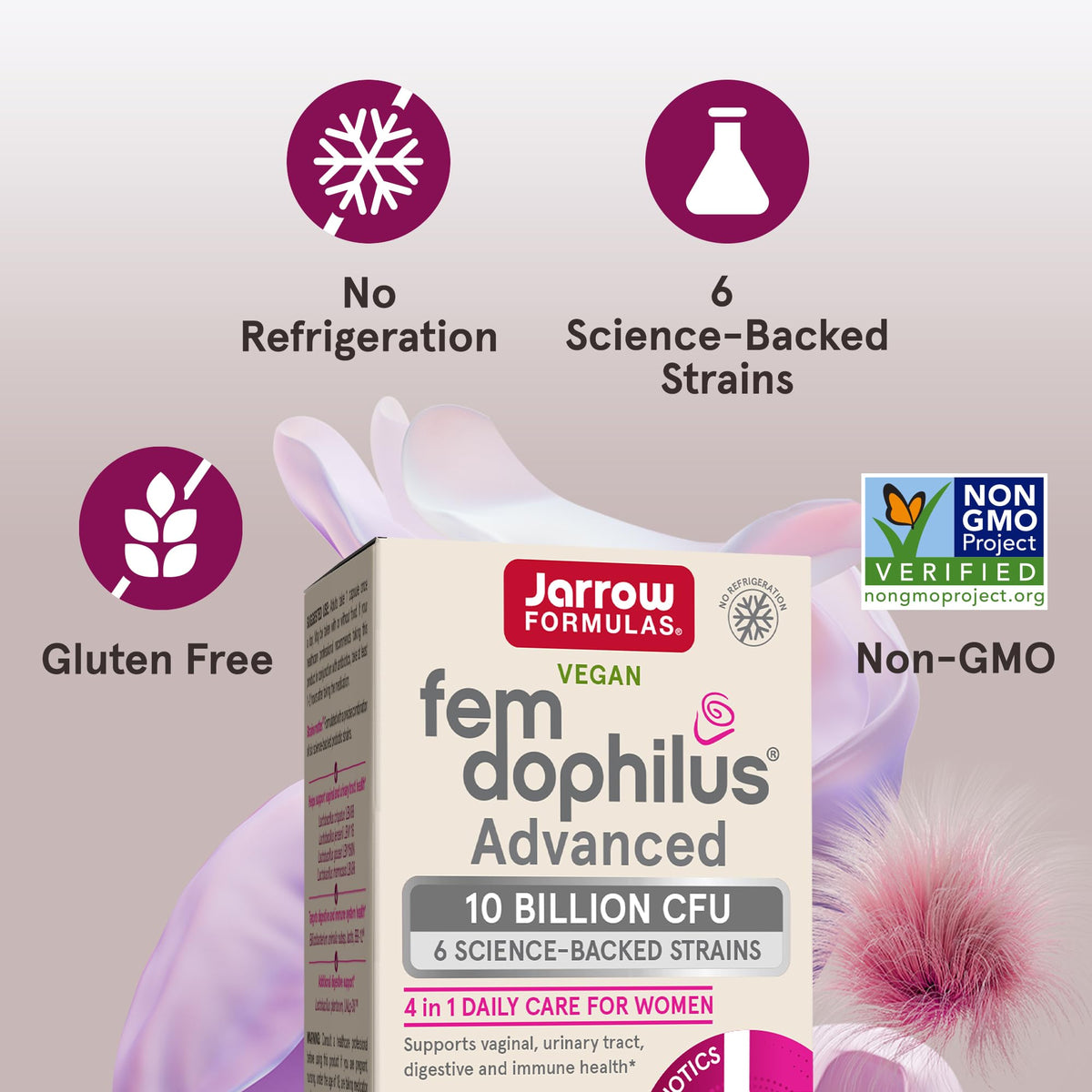 Jarrow Formulas Fem-Dophilus 30 capsules avec un verre d'eau