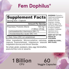 Jarrow Formulas Fem-Dophilus avec une main tenant le flacon
