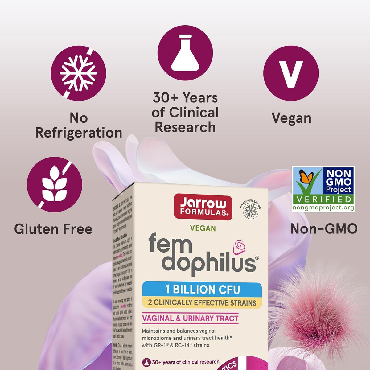 Jarrow Formulas Fem-Dophilus en situation de vie, sur une table