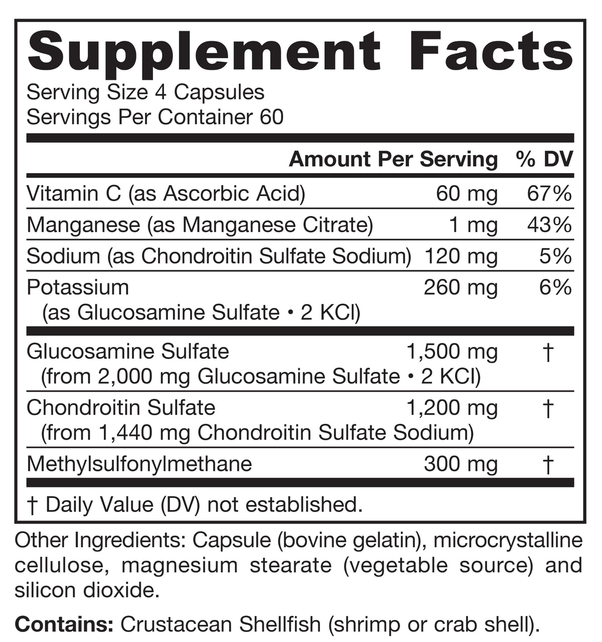 Jarrow Formulas Glucosamine Chondroitin MSM bottle with capsules spilled