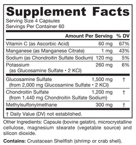 Jarrow Formulas Glucosamine Chondroitin MSM bottle with capsules spilled
