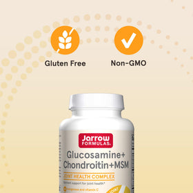 Jarrow Formulas Glucosamine Chondroitin MSM capsules on white background
