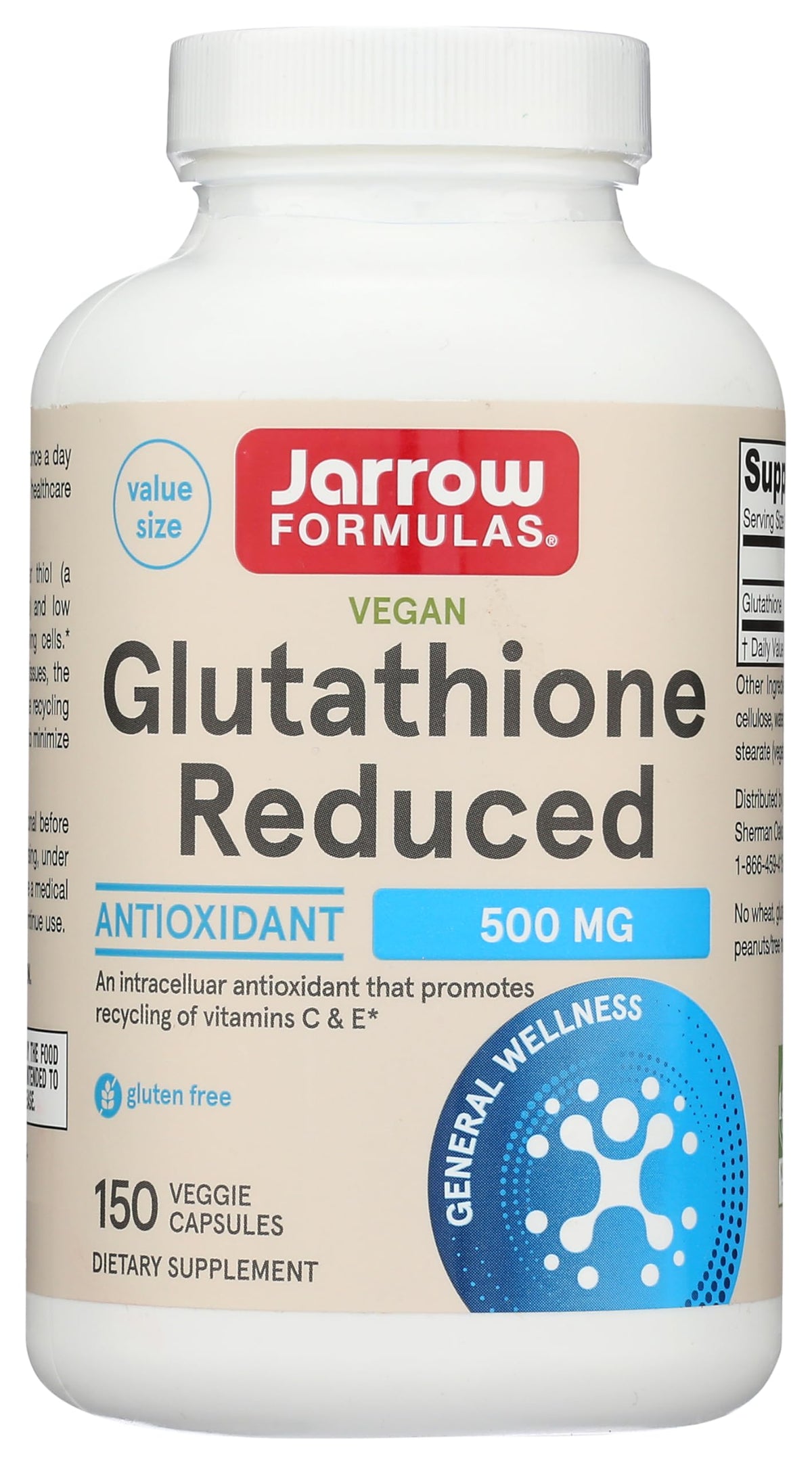 Jarrow Formulas Glutathione Réduit 500 mg gélules végétales vue avant