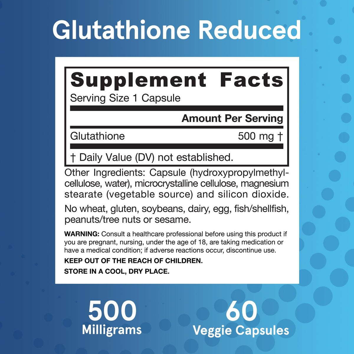 Jarrow Formulas Glutathione Réduit 500mg capsules avec un verre d'eau