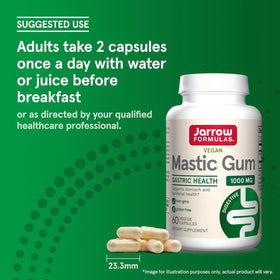 Jarrow Formulas Gomme Mastic 1000 mg capsules avec verre d'eau