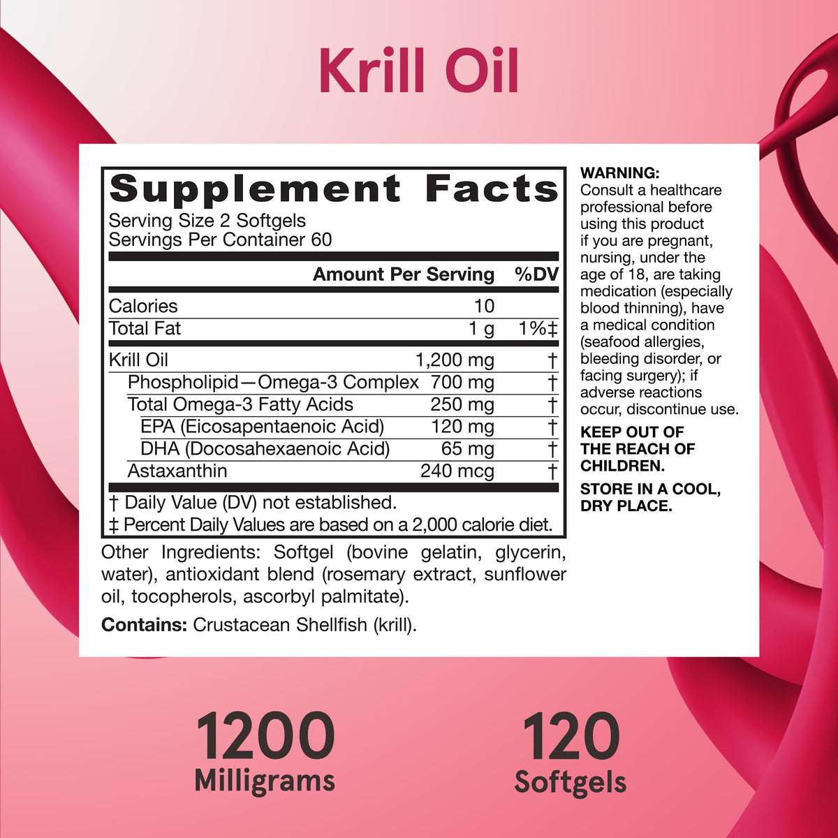 Jarrow Formulas huile de krill 1200 mg avec gélules à côté