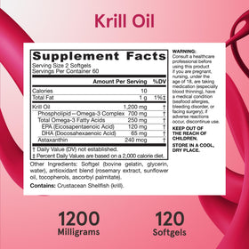 Jarrow Formulas huile de krill 1200 mg avec gélules à côté