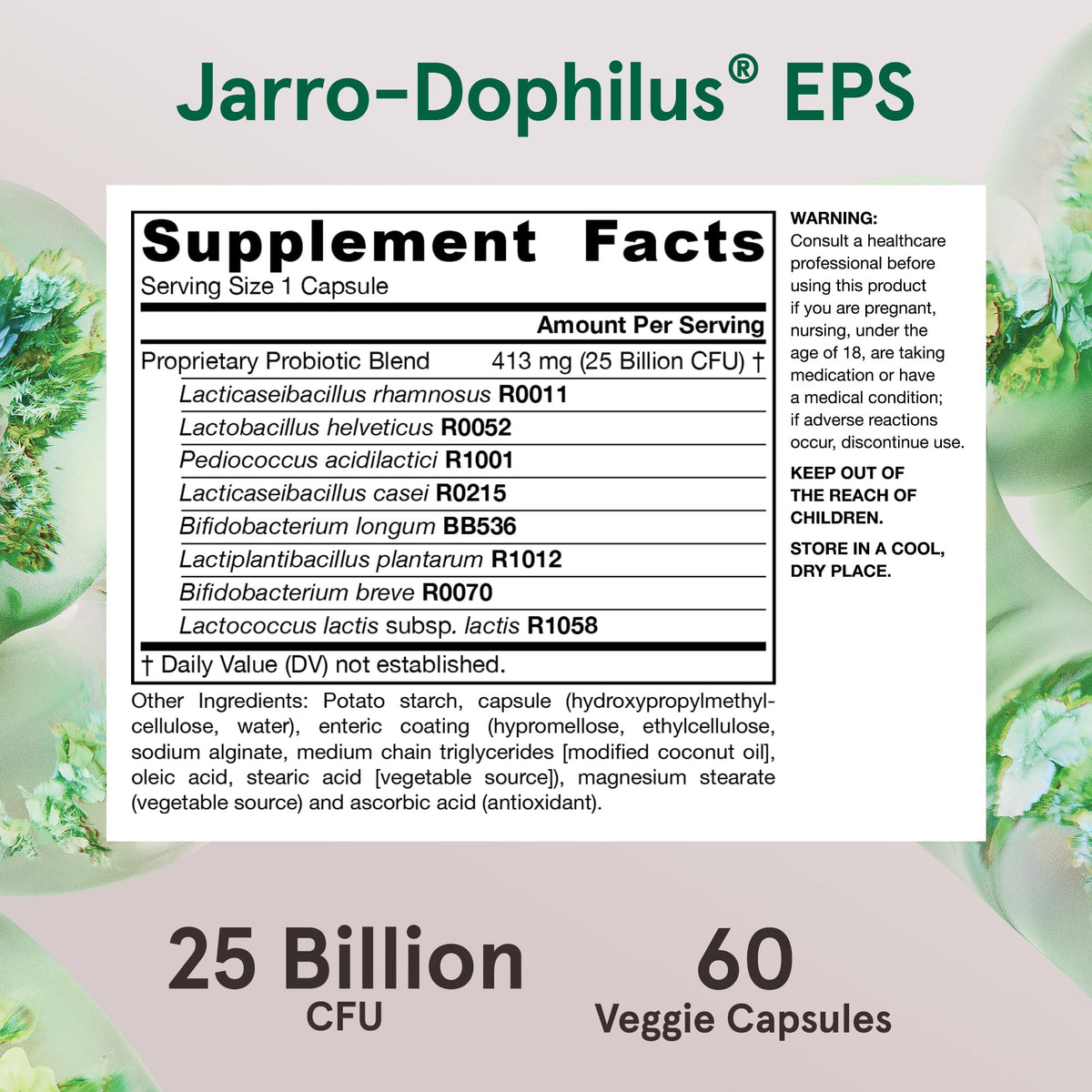 Jarrow Formulas Jarro-Dophilus EPS avec verre d'eau